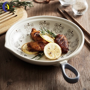 Sartén de porcelana japonesa creativa de un solo mango, apta para fuego abierto, con mango de cerámica para uso doméstico, para preparar la cena. - Product Image 2