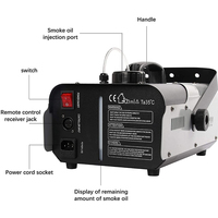 Machine à fumée sans fil 1500W avec télécommande et prise en charge DMX pour mariage, fête, DJ, discothèque, scène, concert, événement