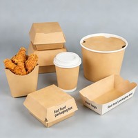 Boîte d'emballage en papier pour hamburgers français personnalisée, logo personnalisé, poulet à emporter, contenants jetables de qualité alimentaire pour la restauration rapide
