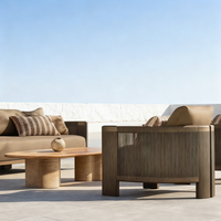 Fauteuil de patio en corde d'oléfine imperméable de luxe personnalisé hôtel villa salon simple extérieur canapé en teck ODM OEM sans quantité minimale de commande
