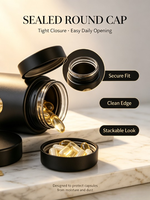 Flacon en verre rond pour compléments vitaminiques au design unique, 120 ml, 180 ml, flacon à médicaments en verre noir avec couvercle à vis CRC, boîte cadeau