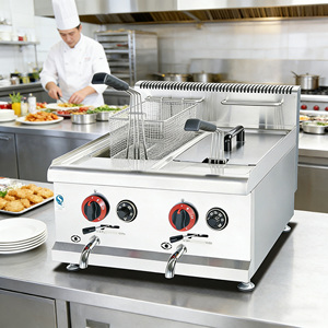 Équipement de friture au gaz naturel personnalisé pour poulet frit, friteuse commerciale à 2 cuves avec dispositif de protection - Product Image 3