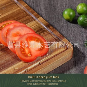 Plateau de service en bois d'acacia multifonctionnel pour la maison, la cuisine, le rangement des fruits et des collations, planche à découper - Product Image 5