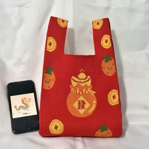 Sac fourre-tout tricoté polyvalent pour l'extérieur, sac tendance influenceur, pochette de rangement pour téléphone portable, sac cadeau, sac à main pour femme - Product Image 6