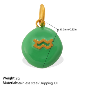 Elegantes dijes <span class=keywords><strong>de</strong></span> esmalte DIY con <span class=keywords><strong>los</strong></span> 12 signos del zodíaco: diseño realista <span class=keywords><strong>de</strong></span> grano <span class=keywords><strong>de</strong></span> chocolate, dije <span class=keywords><strong>de</strong></span> acero inoxidable que conserva el color. - Product Image 6