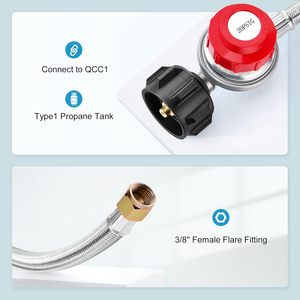 4ft áp lực cao <span class=keywords><strong>Propane</strong></span> điều chỉnh 20 PSI điều chỉnh ASTM thép không gỉ bện ống loại QCC-<span class=keywords><strong>1</strong></span> kết nối ống kết nối - Product Image 2