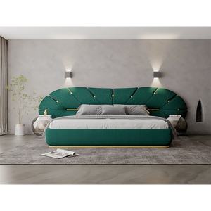 Nieuwste Moderne Luxe Kingsize Breed Hoofdeinde Met Goud Roestvrij Staal Queen Size Stof Slaapkamerbed - Product Image 6
