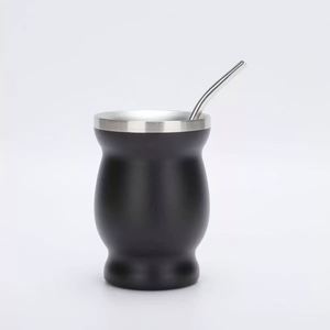 XH SST1002 8oz Matte <b>Mugs</b> Double Wall Stainless Steel Curved Coffee Wine Cup - Product Image 1