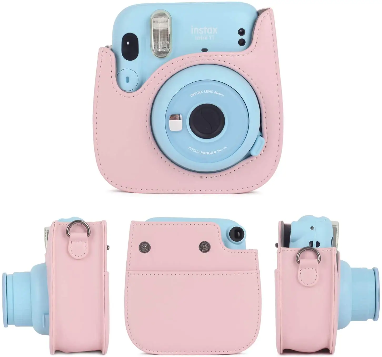 Funktionale langlebige rosa Kamerabeutel aus PU-Leder mit Tasche und verstellbarem Schulterband für Instax Mini 11 sofort geliefert