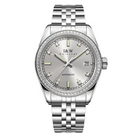 Montre classique I&W Aiwochi pour affaires, boîtier en acier inoxydable, verre saphir, lunette en pierre, fabrication sur mesure