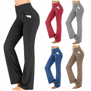 Leggings Deportivos de Cintura Alta y Pierna Ancha para Mujer, Leggings de Yoga con Bolsillos, Elásticos, Tallas Grandes - Product Image 1