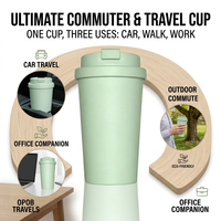 Mug de voyage réutilisable personnalisé avec logo, 15 oz, en PLA bio, anti-fuite, avec couvercle rabattable, gobelet écologique en plastique pour le bureau et l'extérieur