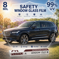 Película de Seguridad Transparente FYL para Ventanas de Edificios, Tinte Personalizado para Paneles de Puerta FYL, Película Anti-Rotura para Ventanas de Automóviles con Protección UV99, VLT89% IRR5%