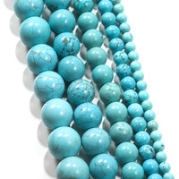 Perles rondes en pierre en gros 4mm 6mm 8mm 10mm Turquoise bleue, fil de pierres précieuses en vrac pour la fabrication de bijoux fantaisie