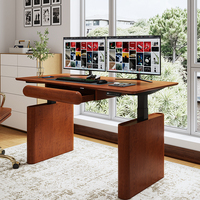 Bureau assis-debout modulaire à double moteur en bois massif résistant aux rayures, montage facile, hauteur réglable électriquement, ergonomique
