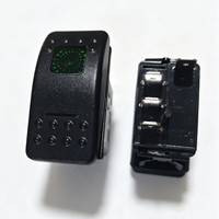 Interrupteur à bascule SPDT 4P (ON)-OFF-(ON) vert à double éclairage avec couvercle noir DC12V/24V pour camion, moto, modification de camping-car, marine