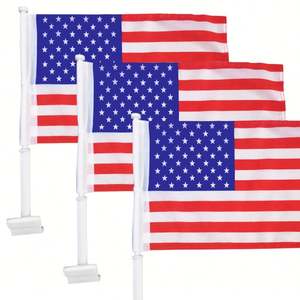 Venta al por mayor impresión digital 12x18 "30x45cm 100% poliéster poste de plástico personalizado americano EE. UU. Bandera del coche - Product Image 4