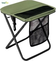 Tabouret de camping pliable portable avec sac à dos, double poches de rangement, cadre léger en acier inoxydable, résistant à l'eau pour