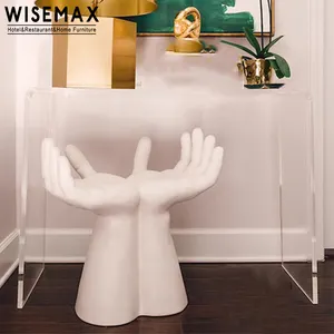WISEMAX 가구 현대 거실 가구 독특한 디자인 손 모양 레저 의자 유리 섬유 꽃 모양 손 소파 의자