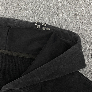 Sweat à capuche zippé personnalisé en coton épais 100% délavé à l'acide pour homme, avec croix en strass, style gothique Y2K vintage streetwear - Product Image 4