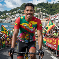 Maillot de cyclisme personnalisable Grenade pour hommes, maillot de course à vélo à manches courtes avec drapeau et carte de la Grenade, tenue de cyclisme personnalisée