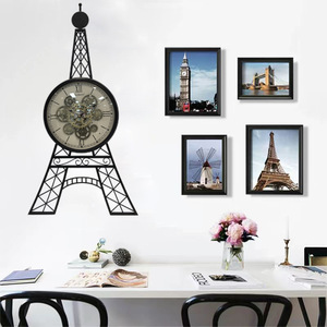 Eiffel Tower Wall Clock Metal Design Silent Quartz Battery Powered For Living Room Bedroom Home Decor - Product Image 2