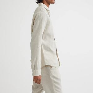 Chemises décontractées en lin pour hommes, personnalisées, à manches courtes, respirantes, anti-plis, à motifs imprimés pour l'automne - Product Image 2