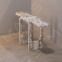 Meuble moderne haut de gamme en marbre Table console de luxe avec dessus en travertin Salon Couloir Coin en pierre Console murale élégante
