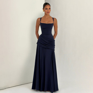 Elegante y Sexy <span class=keywords><strong>Vestido</strong></span> Largo de <span class=keywords><strong>Sirena</strong></span> con Tirantes y Escote Pronunciado, Color Sólido, Ajustado en la Cintura, Sin Espalda, Cola de Pez para Mujer - Product Image 3