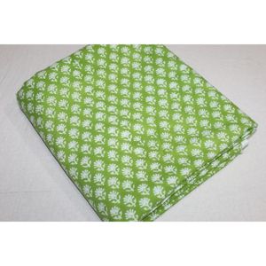 Tela de Algodón Estampada a Mano de Color Verde, Tela de Algodón Ligera al por Mayor, Tela para Confección de Vestidos con Estampado Floral Indio - Product Image 3