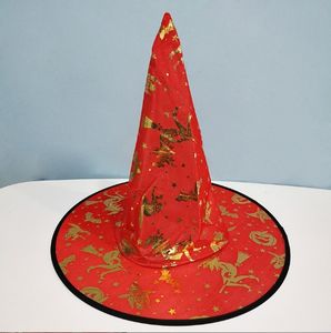 Chapeau de sorcière en tissu Haoxuan pour adultes, idéal pour <span class=keywords><strong>les</strong></span> costumes de fête de remise des diplômes et d'Halloween - Accessoire de mascarade doré en relief - Product Image 4