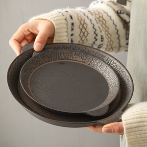 Nhật Bản Cổ Điển Gốm Bữa Ăn Tối Tấm Matte Vòng Bít Tết Mì Ống Trái Cây Salad Phục Vụ Khay Hiển thị Platter <span class=keywords><strong>dises</strong></span> Nhà Hàng Bộ Đồ Ăn - Product Image 2