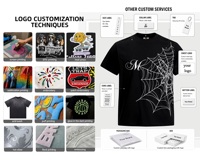 T-shirt unisexe 220 GSM, coton lourd 100%, logo personnalisé, vente en gros, col rond, manches courtes, imprimé graphique toile d'araignée, streetwear