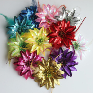 13cm Large Silk Flower <strong>Hair</strong> Clip with Feather and Glitter Sweet <strong>Floral</strong> <strong>Hair</strong> <strong>Accessories</strong> for Wedding Party Event Decoration - Product Image 1