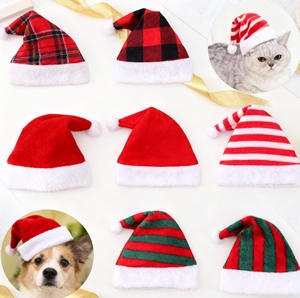 Meilleures ventes en gros d'usine, chapeaux pour animaux de compagnie en velours rayé multicolore de Noël, pour chats et chiens - Product Image 5
