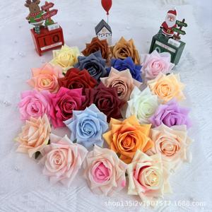 Fleurs artificielles Qiye, tête de rose en soie de 10 cm, décoration murale, décoration de mariage, décoration de la maison, style romantique moderne - Product Image 2