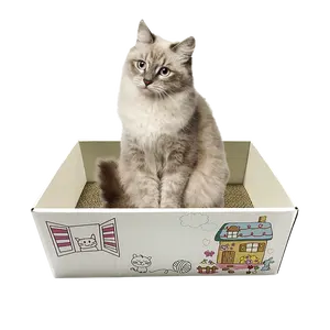 Catnip Infuse XL Wide Cat Scratcher Corrugated Paper Cardboard Box with Reversible Scratching Pad