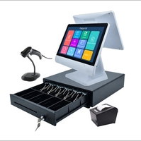 Precio de fábrica, 15 pulgadas, 15,6 pulgadas, pantalla táctil capacitiva, caja registradora, sistema POS todo en uno para tienda minorista