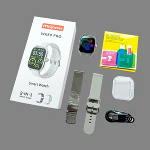 WK89 PRO Smartwatch Ultra Big Smooth Screen 2 in 1 Metal Silicone strap Protective shell Waterproof Great Gift