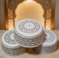 Chapeau islamique en polyester tricoté pour hommes adultes Boran, vente en gros, casquette de prière quotidienne arabe du Moyen-Orient, broderie personnalisée à la machine, Abaya