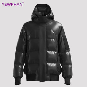 Chaqueta acolchada de piel sintética brillante negra de invierno de lujo para <span class=keywords><strong>hombre</strong></span> abrigo de plumón brillante Doudoune Homme - Product Image 1