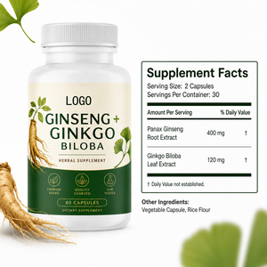 Comprimés d'extrait de ginseng coréen Panax de haute qualité et de ginkgo biloba rouge pour la gestion de l'énergie, la santé cérébrale et le sommeil - Product Image 6