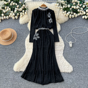 black silk corset dress CALLISTA BLACK SATIN LACE CORSET MAXI DRESS main image 0