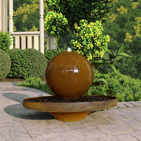 Fontaine à eau de luxe en acier corten de 50cm pour l'extérieur ou la chambre Style zen avec lumières LED et pompe intégrée