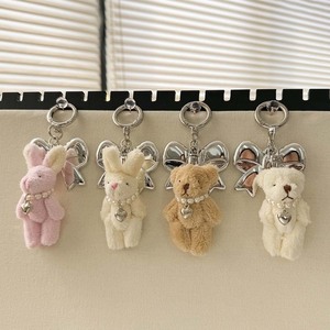 Lindo Llavero de Aleación con Lazo, Perla y Corazón, de Osito de Peluche Suave y Conejo, con Luz, Accesorios Decorativos 3D para Teléfono Móvil y Juguetes de Halloween - Product Image 1