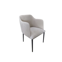 Fauteuil de salle à manger moderne nordique en velours beige rembourré pour appartement, hôtel, restaurant, maison et cuisine