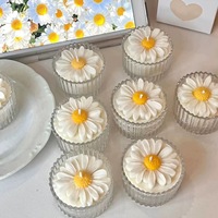 O97 Bougies parfumées en cire de soja faites à la main, fleurs de marguerites, bougies de cadeau d'anniversaire