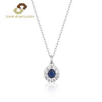 Collar con Colgante Minimalista de Plata de Ley 925 con Zafiro Blanco Corte Esmeralda y Diamante Transparente Brillante para Mujer