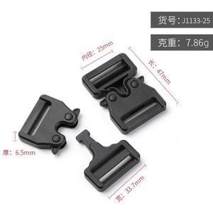 Hebilla de plástico de 25 mm con cierre a presión, negra, ajustable, para accesorios de bolsos y equipaje - Product Image 4