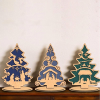 Ornement de table de crèche de Noël en bois 22,3x25cm, décoration découpée au laser pour cheminée, étagère, église, cadeau de Noël